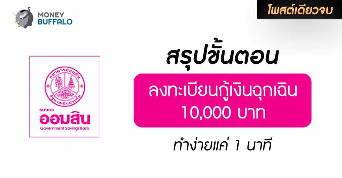 [สรุปโพสต์เดียวจบ] ขั้นตอน “ลงทะเบียนรับสิทธิ์กู้เงินฉุกเฉิน 10,000 บาท” จากธนาคารออมสิน ทำง่ายแค่ 1 นาที