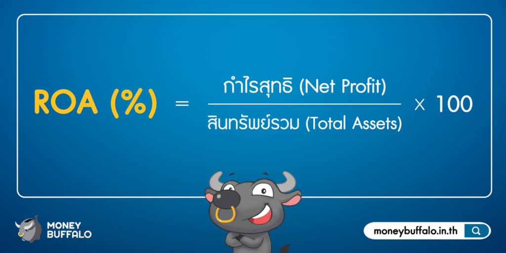 ROA เป็นอัตราส่วนทางการเงินที่เป็นการเปรียบเทียบกันระหว่าง กำไรสุทธิ กับ สินทรัพย์รวม 