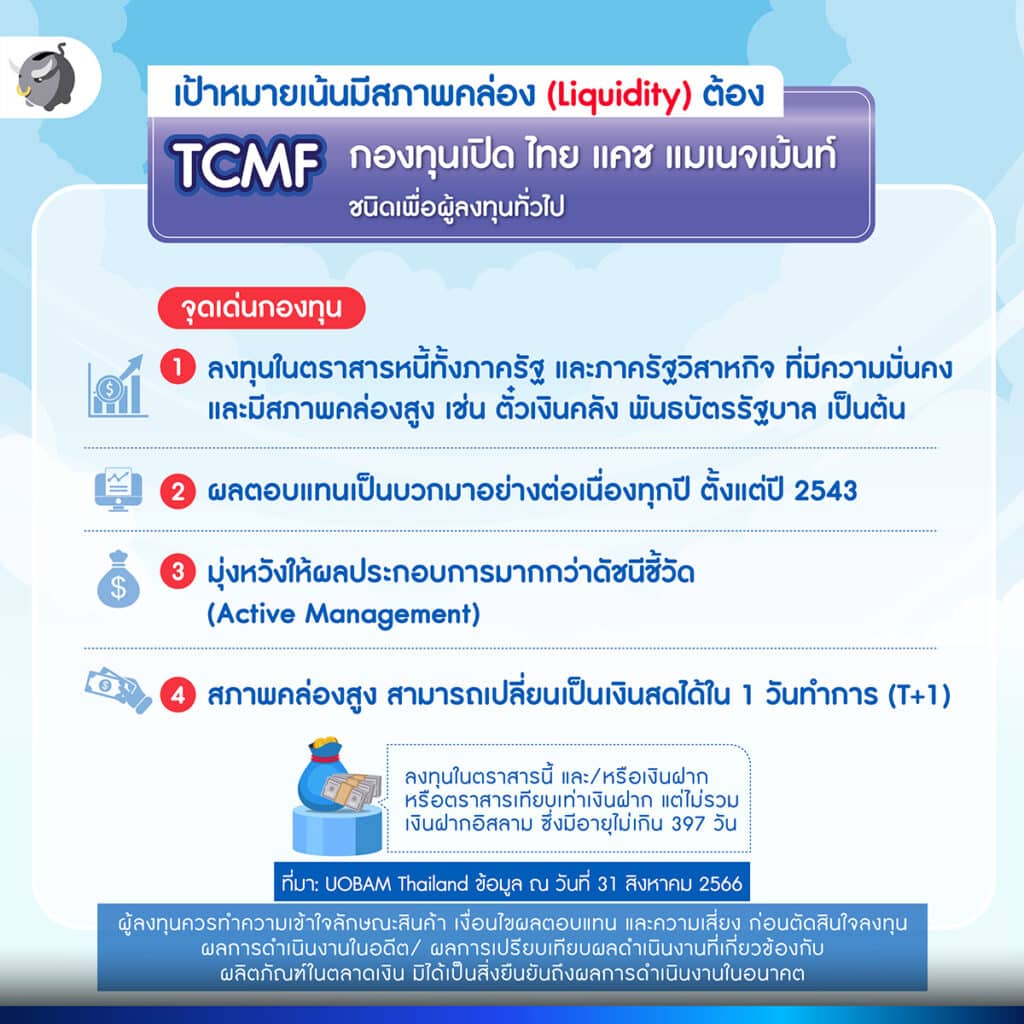 TCMF กองทุนเปิด ไทย แคช แมเนจเม้นท์ ชนิดเพื่อผู้ลงทุนทั่วไป
