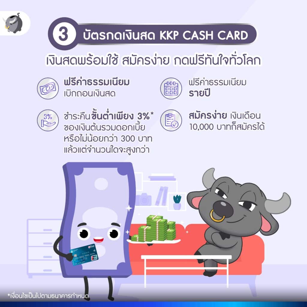 3. บัตรกดเงินสด KKP CASH CARD เงินสดพร้อมใช้ สมัครง่าย อนุมัติเร็ว