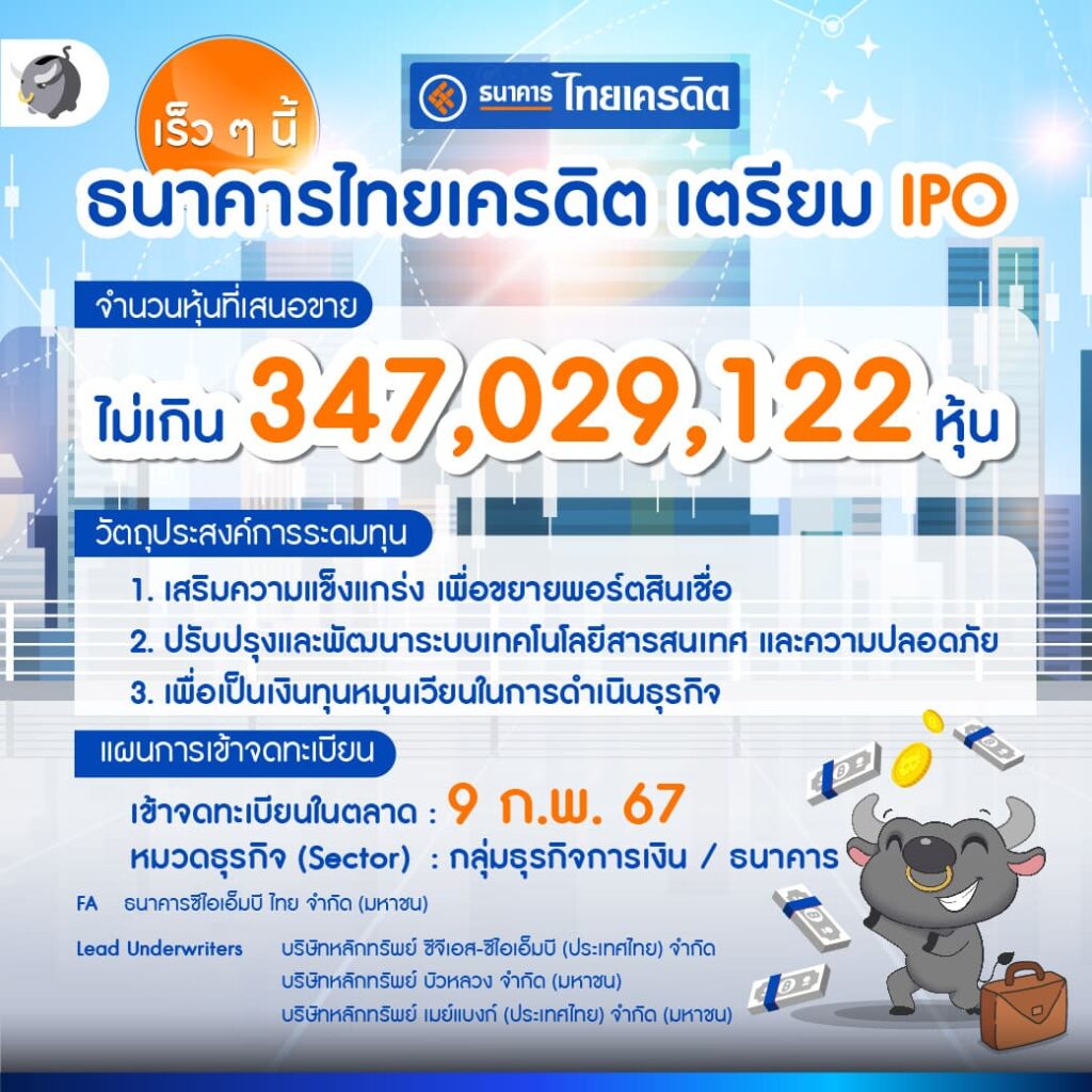 หุ้นธนาคารไทยเครดิต เตรียม IPO 9 ก.พ. 2567 นี้